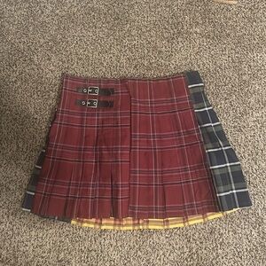 Trendy Plaid Multi Color Mini Skirt Looks New